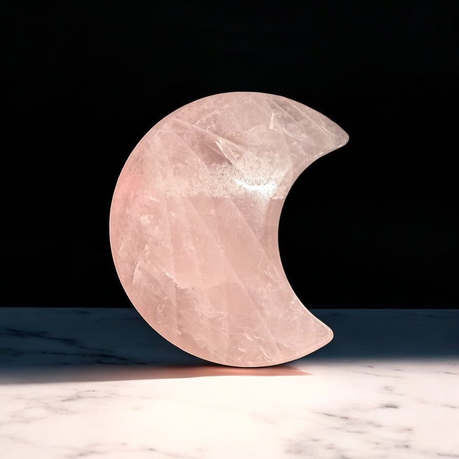 Rose Quartz Moon 6cm High | Crystal | The Ethereal Crystal Witch