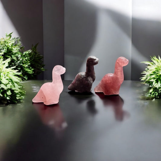 Dinosaurs pack of 3 Rose, Tourmaline/smokey & Cherry Quartz | Crystal | The Ethereal Crystal Witch
