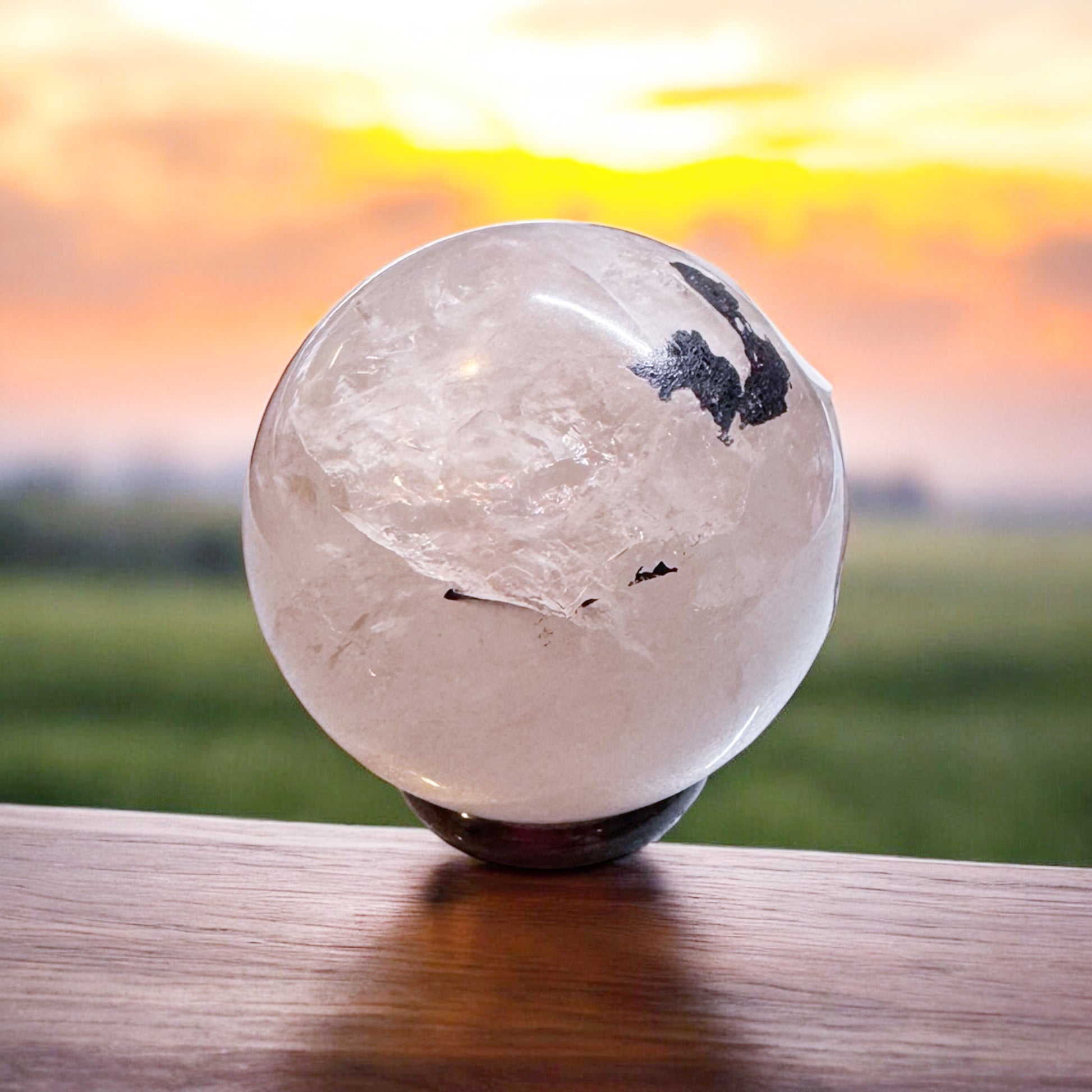 Quartz Tourmaline Sphere 14cm Circumference | Crystal | The Ethereal Crystal Witch