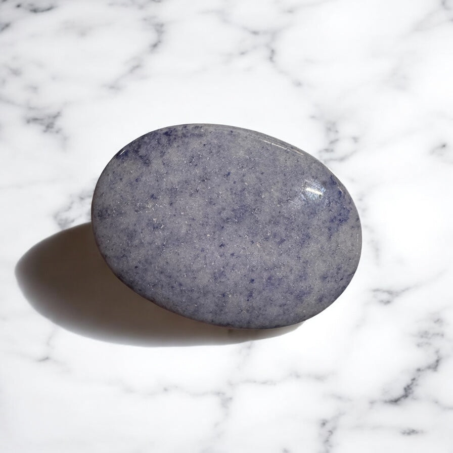 Blue Quartz Palm Stone 7cm Long | Crystal | The Ethereal Crystal Witch