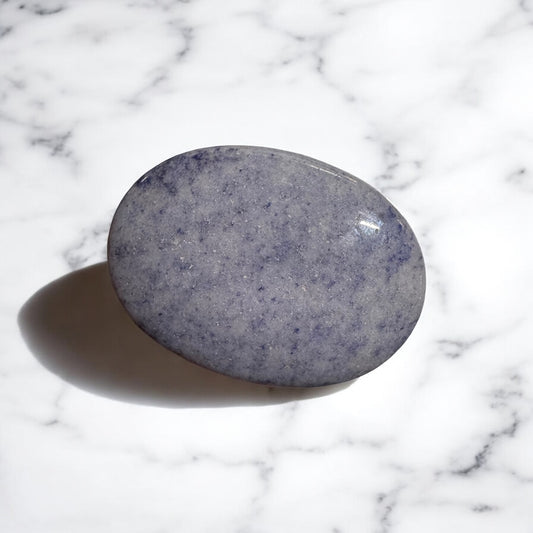 Blue Quartz Palm Stone 7cm Long | Crystal | The Ethereal Crystal Witch